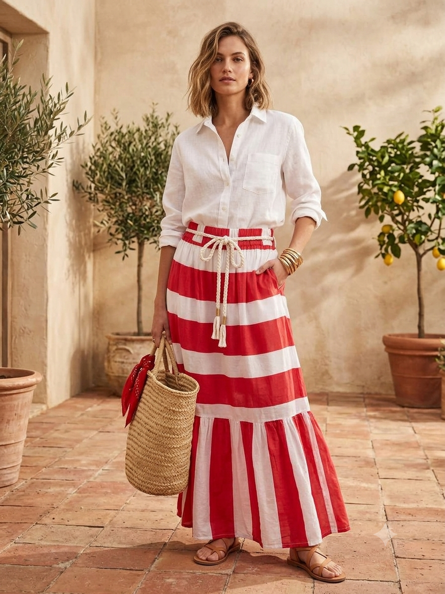 NAVY LINE SKIRT